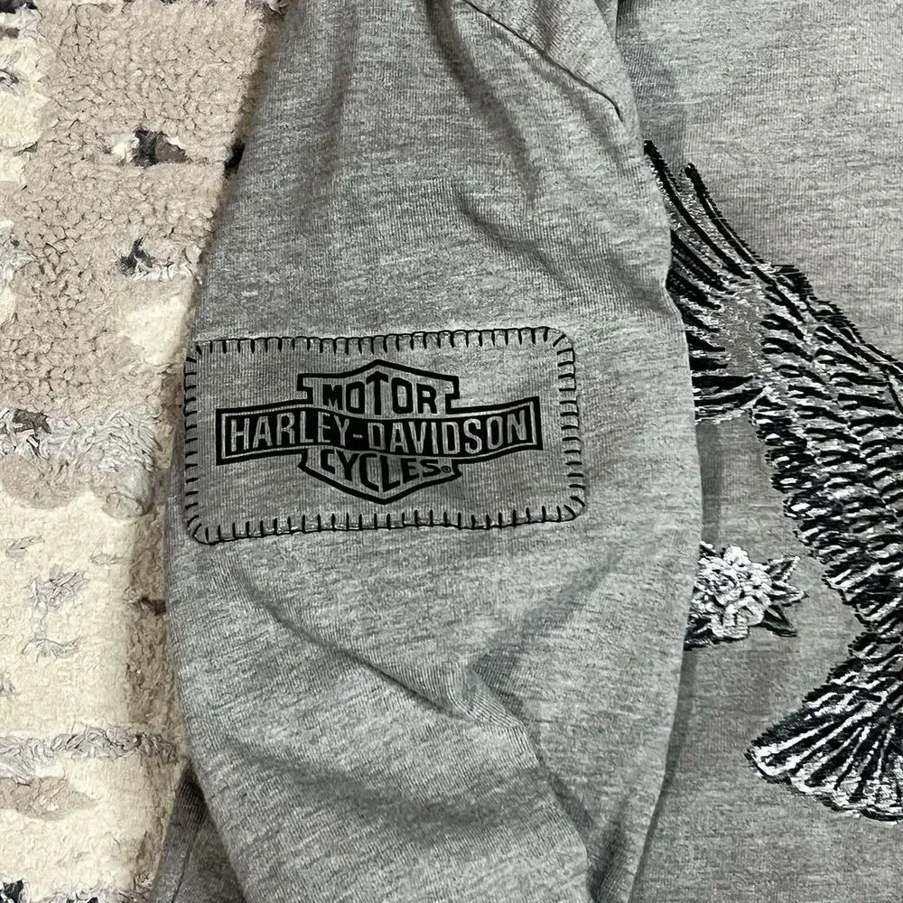 Harley Davidson Genuine Womens Sublimated Embroidery Eagle Rose Shop T SHIRT XL
